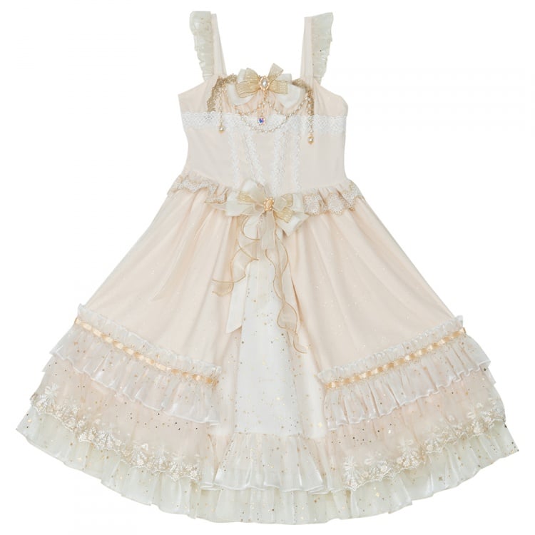 Gorgeous Starry Night Tea Party Ivory Jumper Skirt Full Set Shiro Lolita Wedding Dress