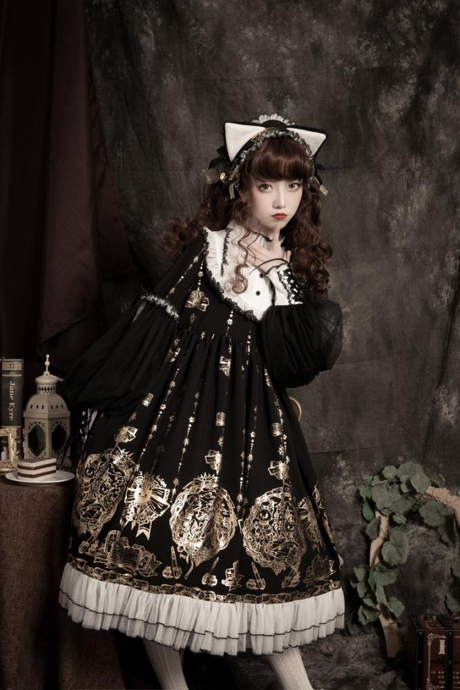 Fairytale Town Stand Collar Long Sleeves Gothic One Piece