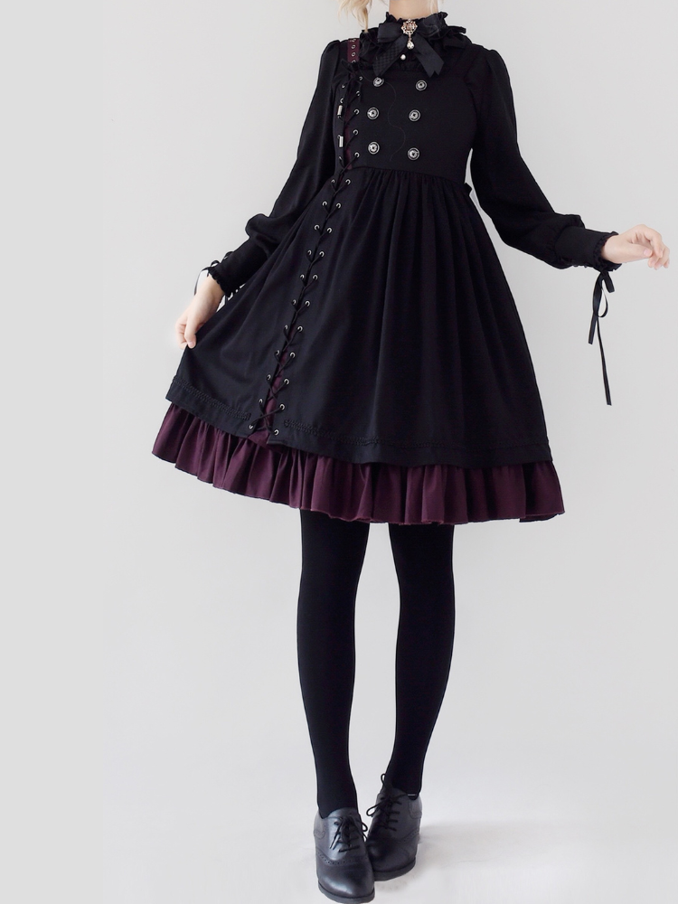 Asymmetrical Design Side Lace-up Jumper Skirt