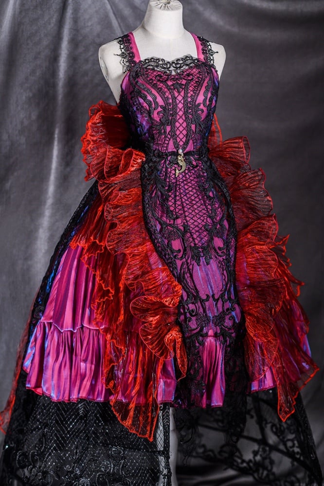 Red Gorgeous Jumper Skirt Sweetheart Neckline Gothic Dress Full Set