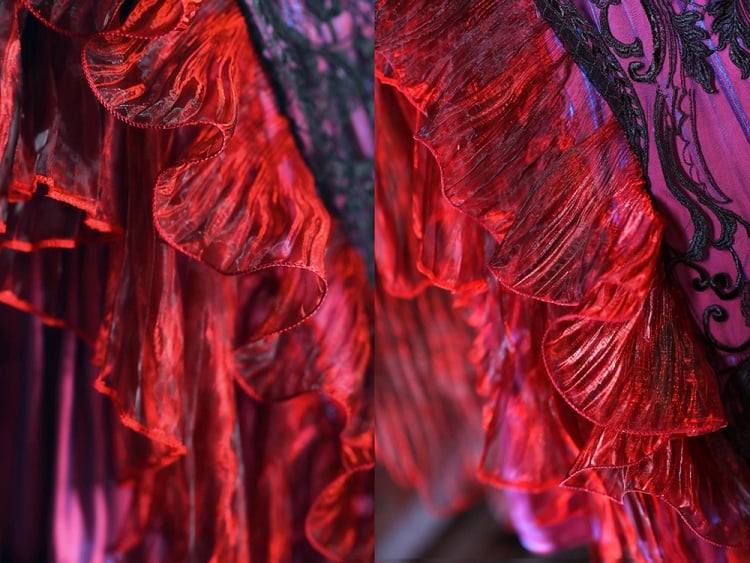 Red Gorgeous One Piece Detachable Sleeves Gothic Dress Full Set