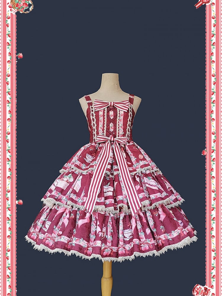Strawberry Afternoon Tea Tiered Flounce Skirt Jumper Skirt II