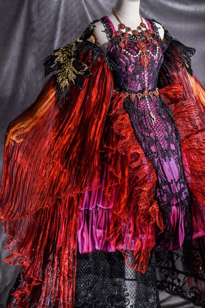 Red Gorgeous One Piece Detachable Sleeves Gothic Dress Full Set