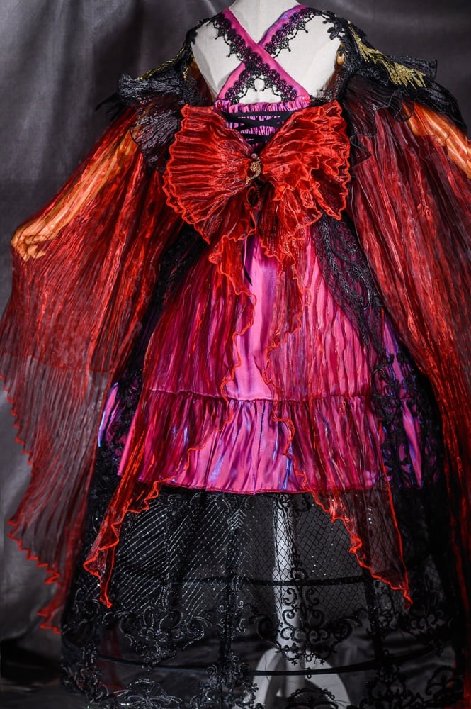 Red Gorgeous One Piece Detachable Sleeves Gothic Dress Full Set