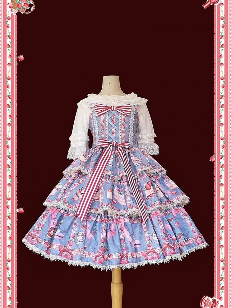 Strawberry Afternoon Tea Tiered Flounce Skirt Jumper Skirt II
