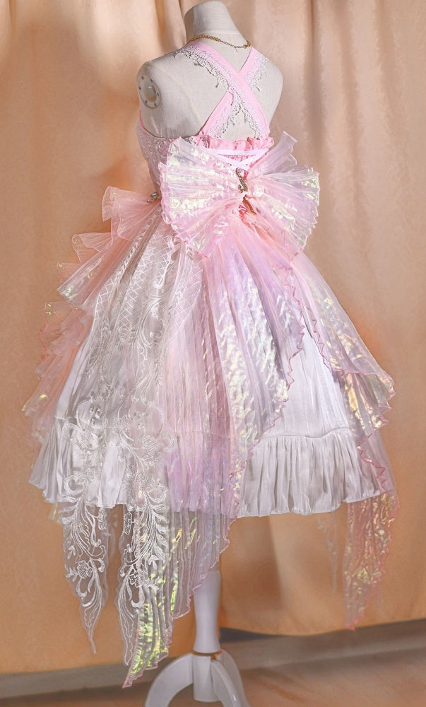 Pink Gorgeous Jumper Skirt Sweetheart Neckline Fairy Dress Full Set