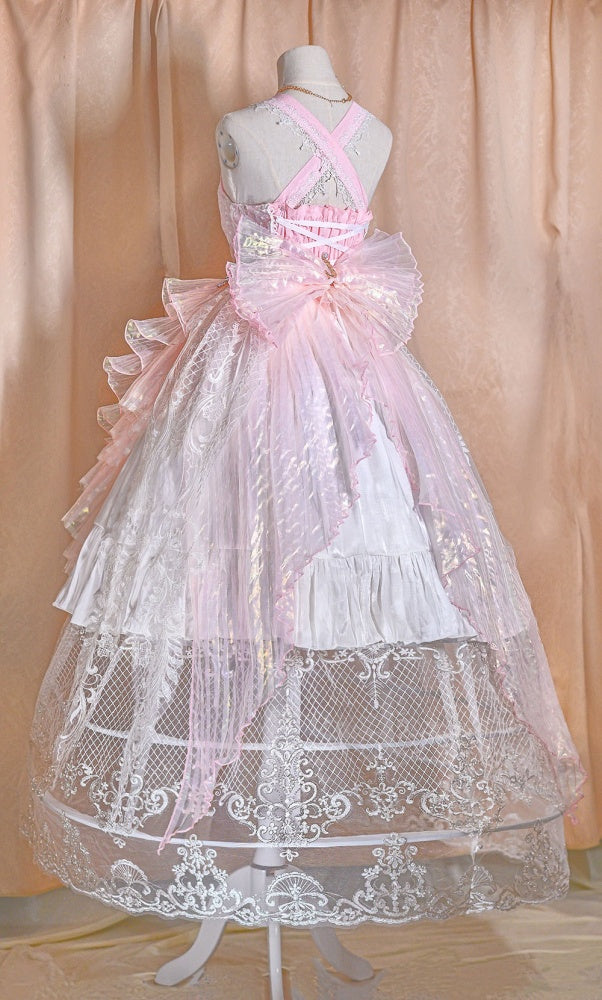 Pink Gorgeous Jumper Skirt Sweetheart Neckline Fairy Dress Full Set