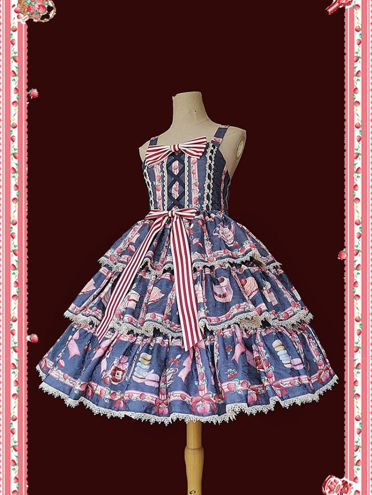 Strawberry Afternoon Tea Tiered Flounce Skirt Jumper Skirt II