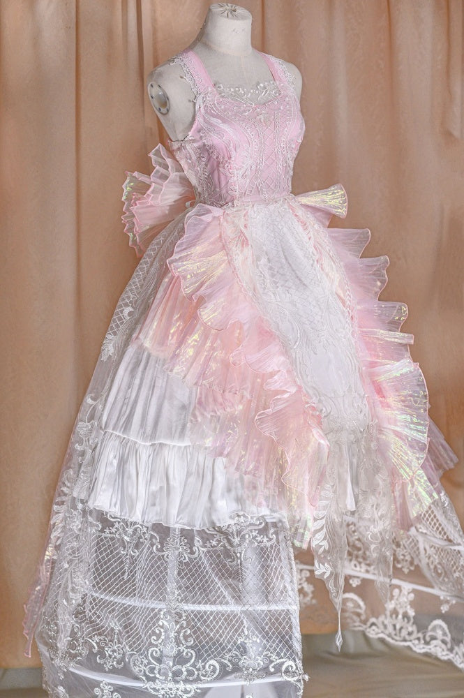 Pink Gorgeous Jumper Skirt Sweetheart Neckline Fairy Dress Full Set