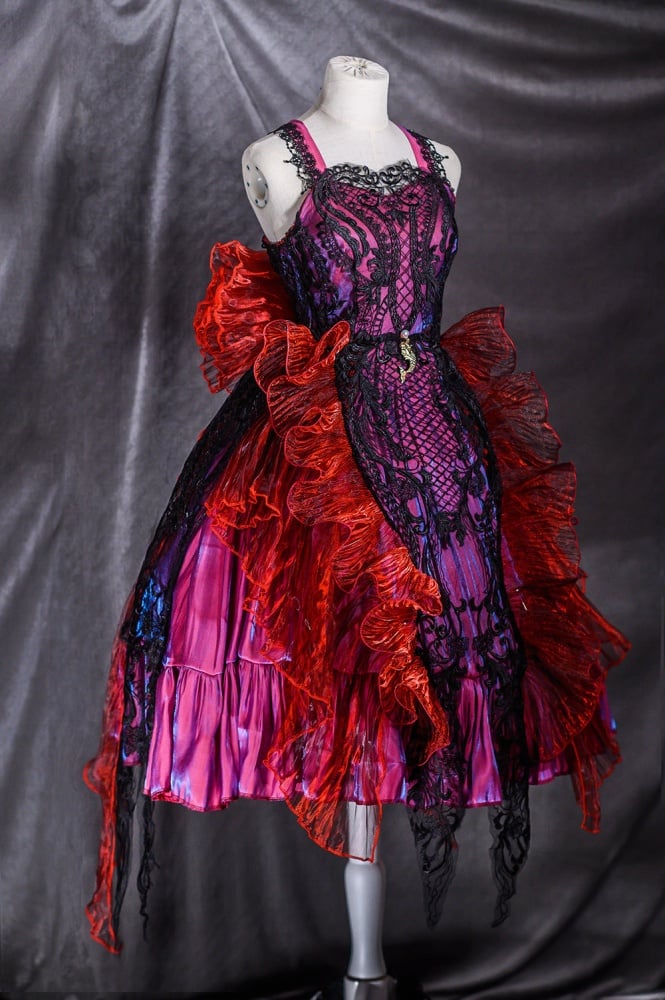 Red Gorgeous Jumper Skirt Sweetheart Neckline Gothic Dress Full Set