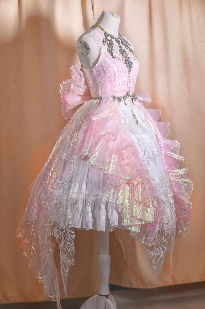Pink Gorgeous Jumper Skirt Sweetheart Neckline Fairy Dress Full Set