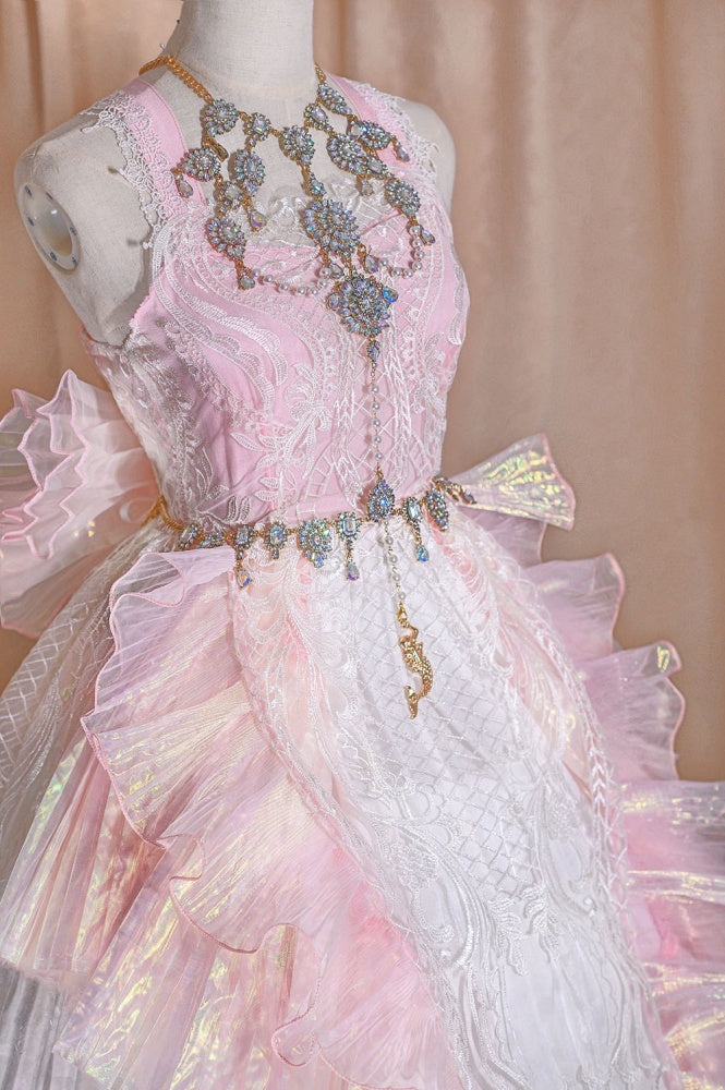 Pink Gorgeous Jumper Skirt Sweetheart Neckline Fairy Dress Full Set