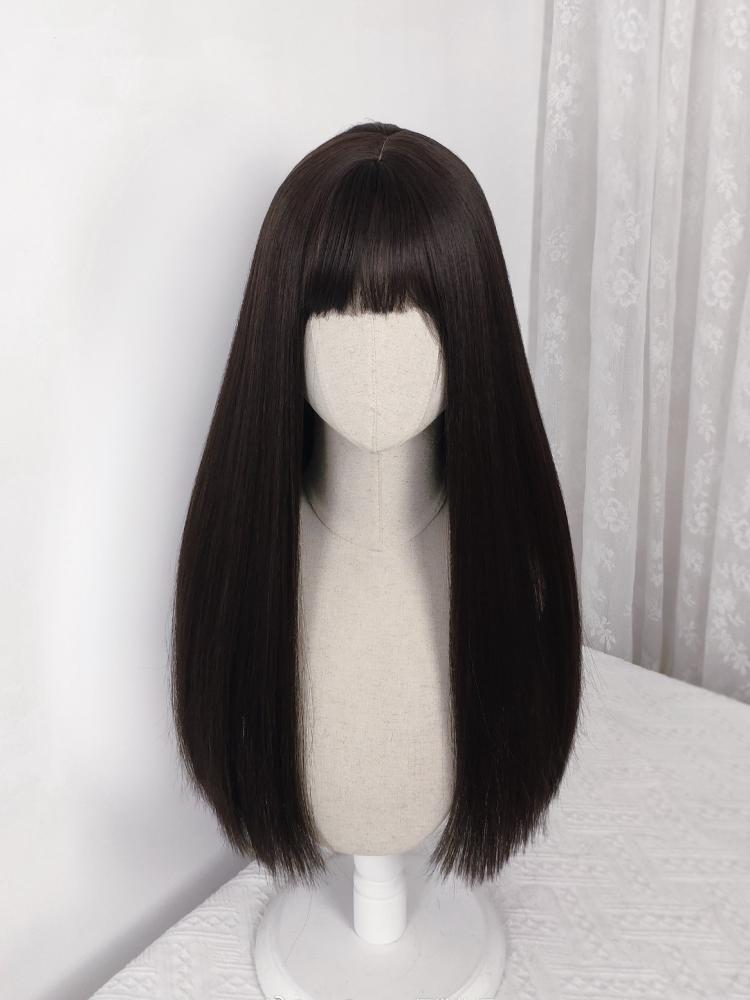 Dark Brown Long Straight Synthetic Wig