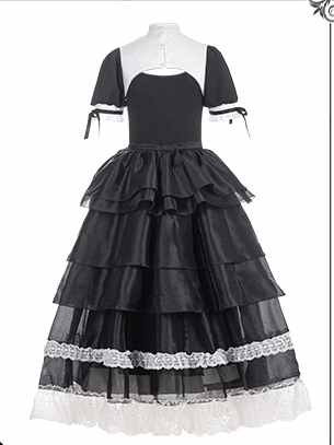 Cross Embroidery Mermaid Skirt Gothic One Piece with Overskirt Full Set Nun Dress