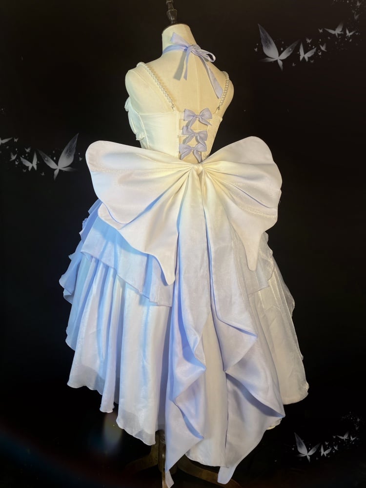 Clearance-Size L for Bust 90-98CM Fairy Blue Princess Dress Prom Rose Details Ombre Jumper Skirt - Sukuroi