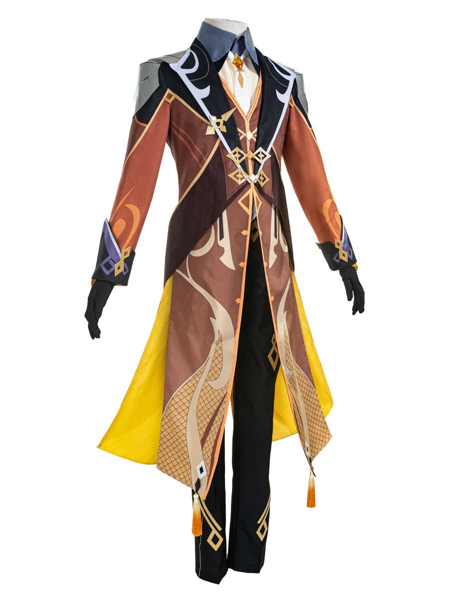 Genshin Impact Zhongli Morax Cosplay Costume Polyester Game Cosplay Costume Set - Sukuroi