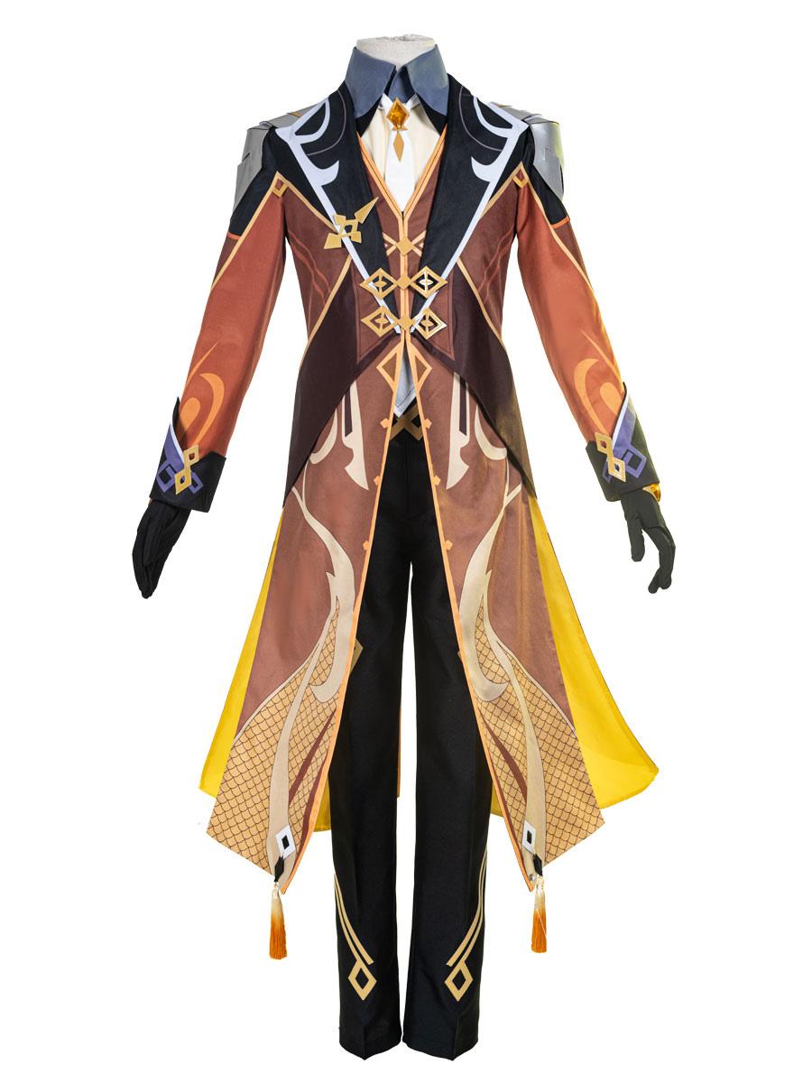 Genshin Impact Zhongli Morax Cosplay Costume Polyester Game Cosplay Costume Set - Sukuroi