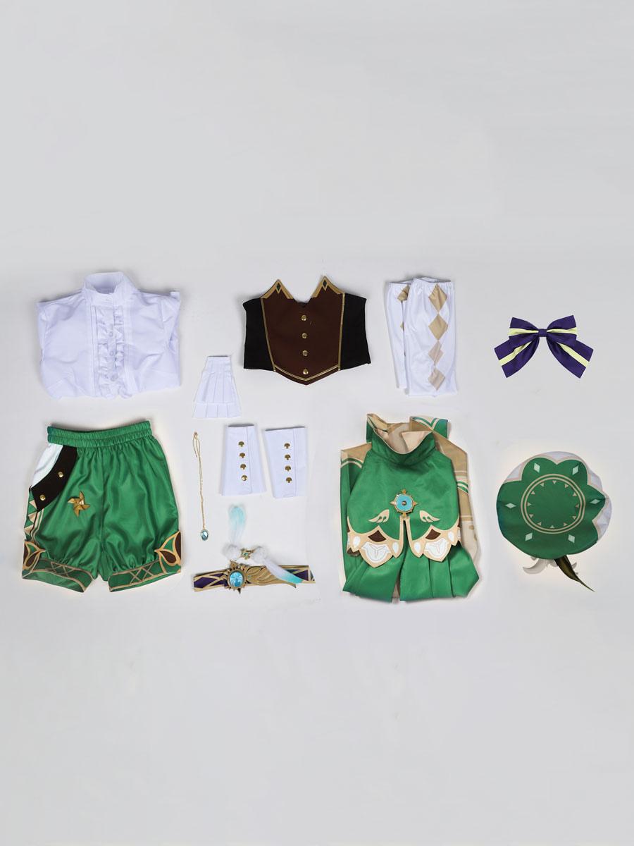 Genshin Impact Venti Cosplay Costume Satin Fabric Milk Silk Costume Set Game Cosplay Costume - Sukuroi