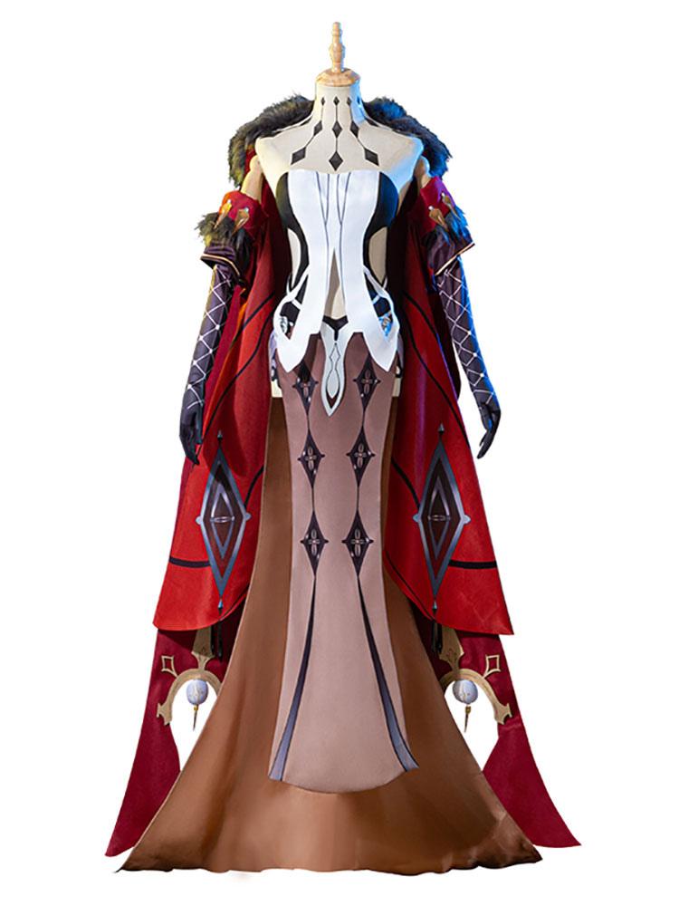 Genshin Impact La Signora Cosplay Costume Earrings Gloves Dress Cloak 4-Piece Set Mihoyo Game Cosplay Costume Full Set - Sukuroi