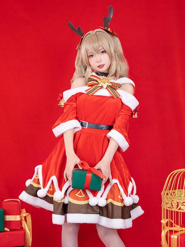 Genshin Impact Game Cosplay Barbara Christmas Dress Cosplay Costumes - Sukuroi