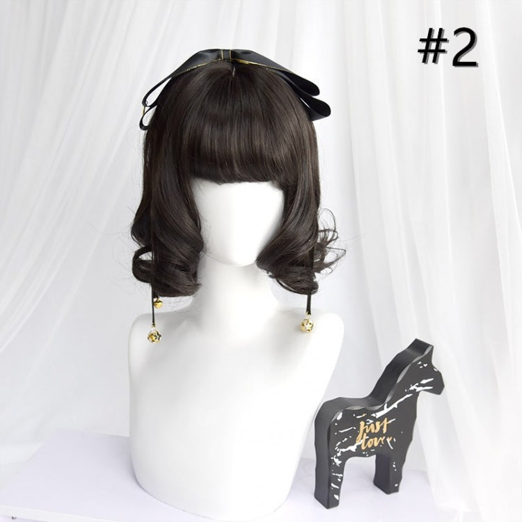 Dali Black Short Curly Synthetic Wig with Bangs