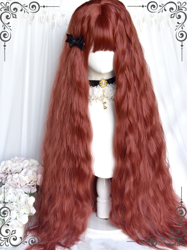 Orange Red Curly 100CM Hip Length Synthetic Wig