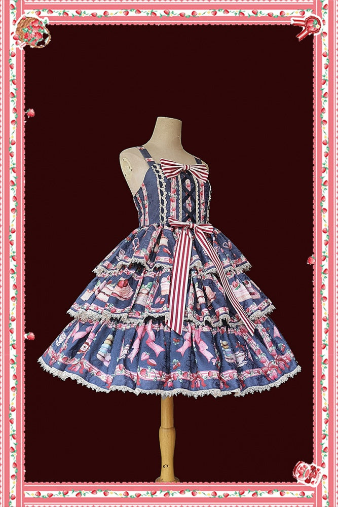 Strawberry Afternoon Tea Tiered Flounce Skirt Jumper Skirt II