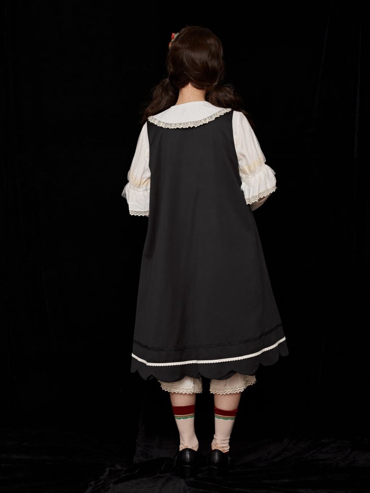 Black Bunny and Cake Print Reversible Daily Jumper Skirt - Sukuroi