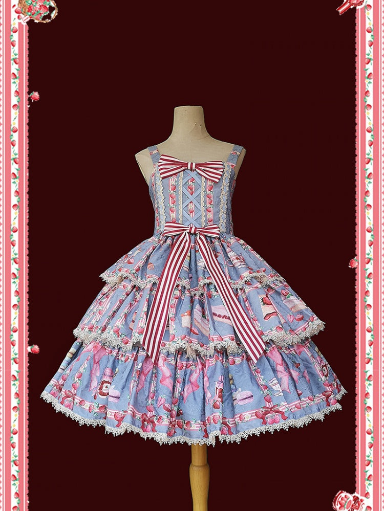 Strawberry Afternoon Tea Tiered Flounce Skirt Jumper Skirt II