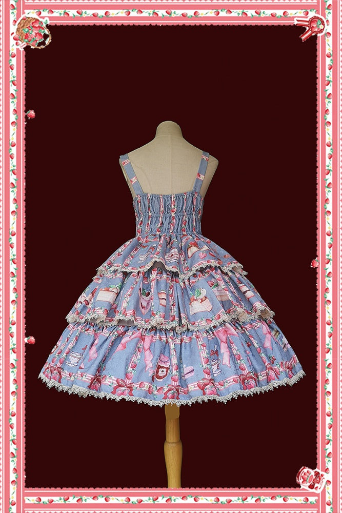 Strawberry Afternoon Tea Tiered Flounce Skirt Jumper Skirt II