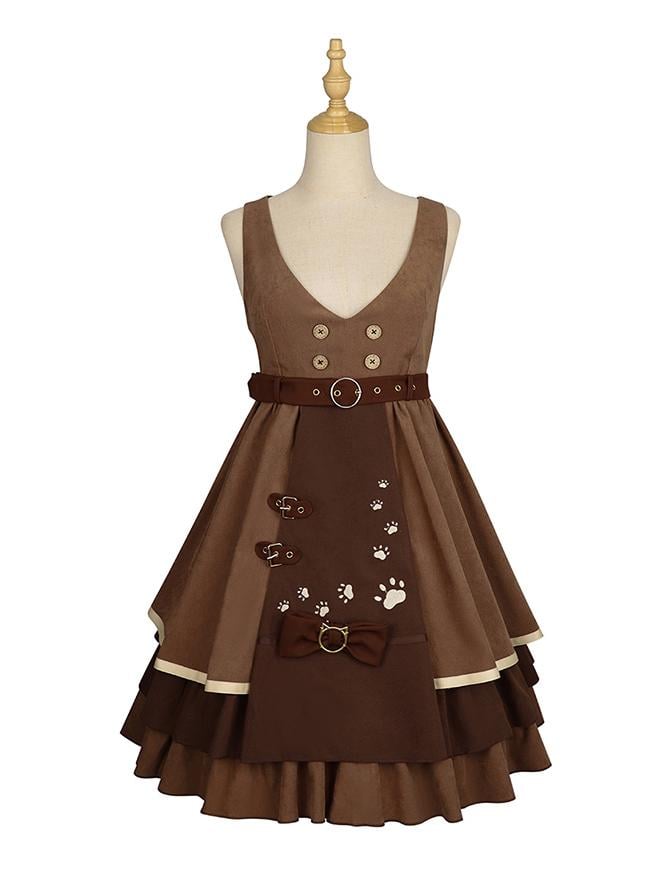 Detective Kitten V-neckline Jumper Skirt / Leg-of-mutton Sleeves Shirt / Cape Full Set