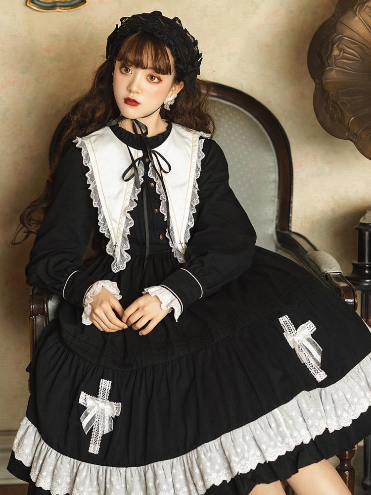 Temple of The Cross Pointed Collar Long Sleeves One Piece