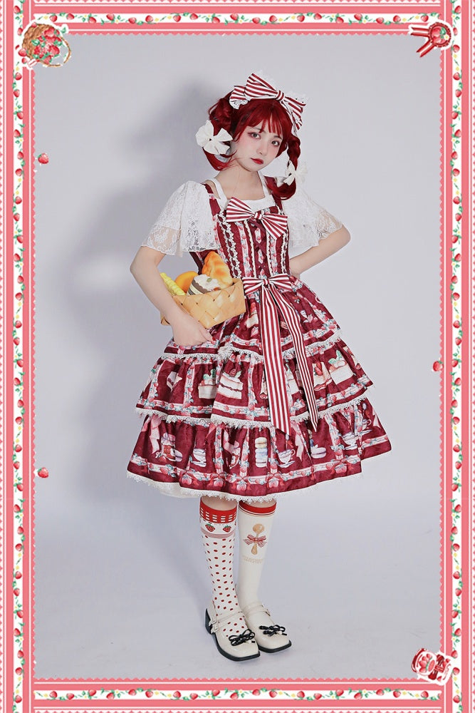 Strawberry Afternoon Tea Tiered Flounce Skirt Jumper Skirt II