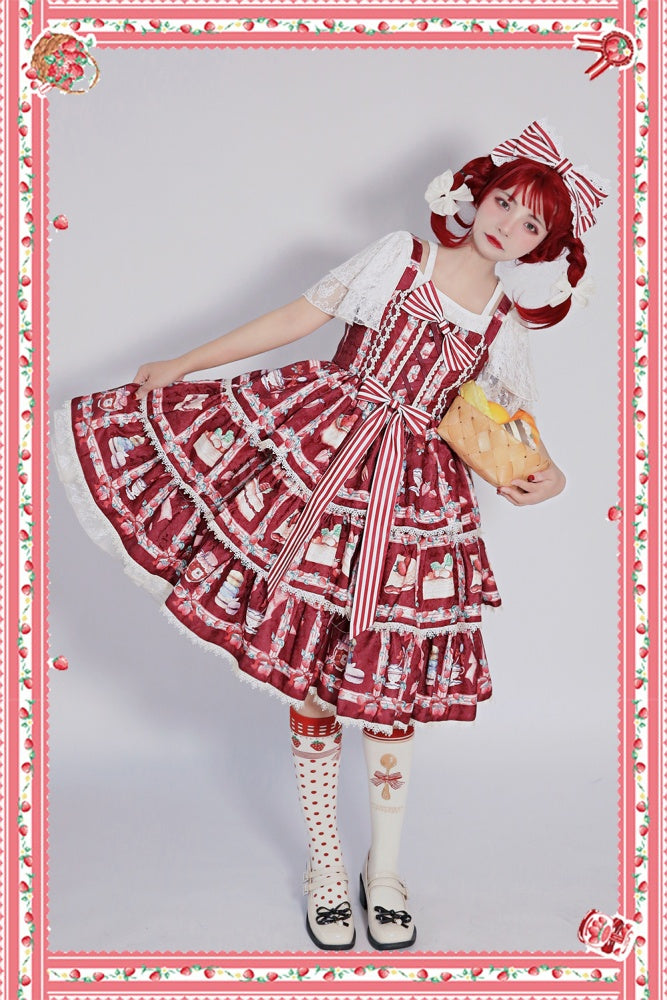 Strawberry Afternoon Tea Tiered Flounce Skirt Jumper Skirt II