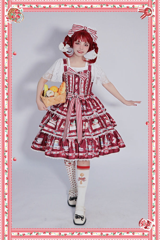 Strawberry Afternoon Tea Tiered Flounce Skirt Jumper Skirt II