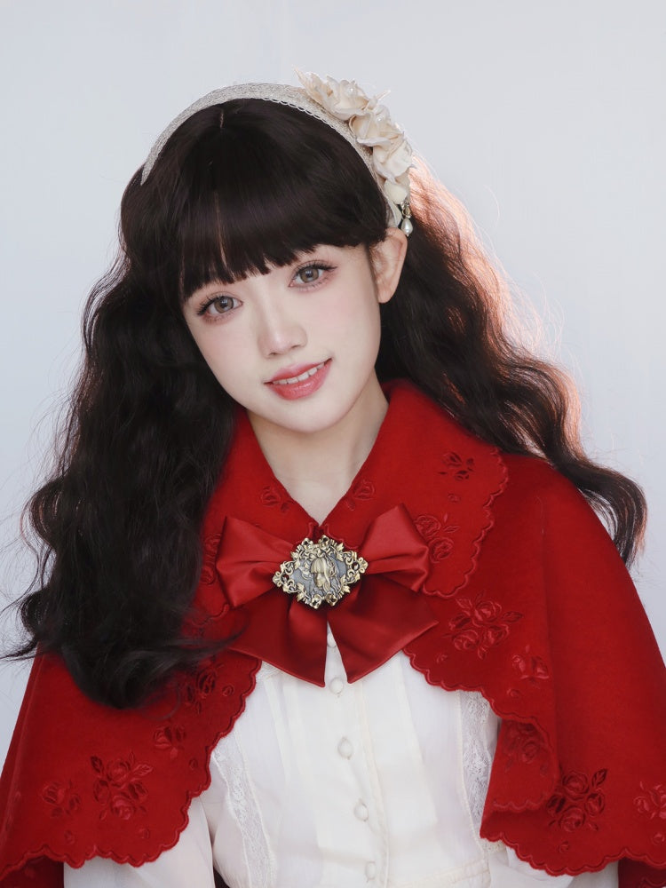 Long Wavy Dark Chocolate Brown Wig with Bangs