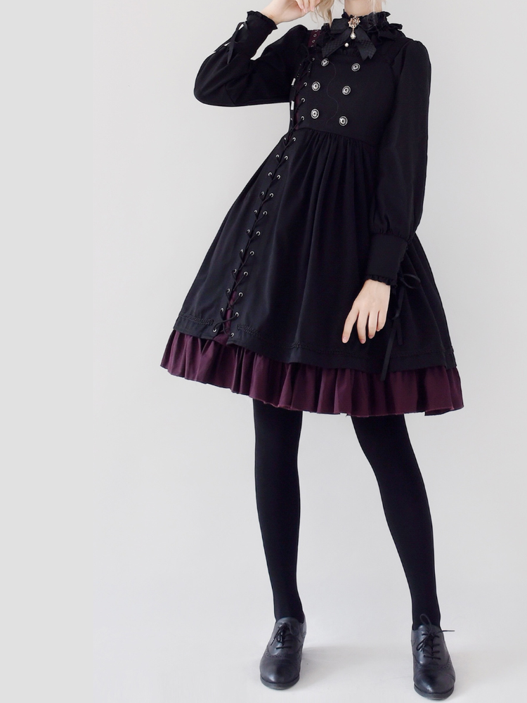 Asymmetrical Design Side Lace-up Jumper Skirt