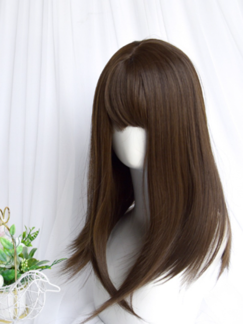 Shoulder Length Straight Brown Synthetic Wig