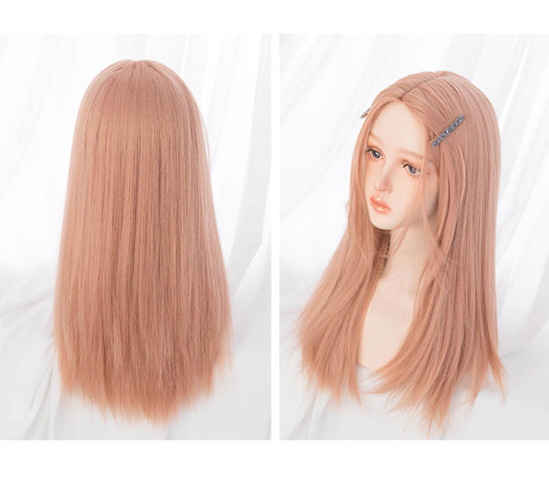 Orange Straight Natural Parting Synthetic Wig