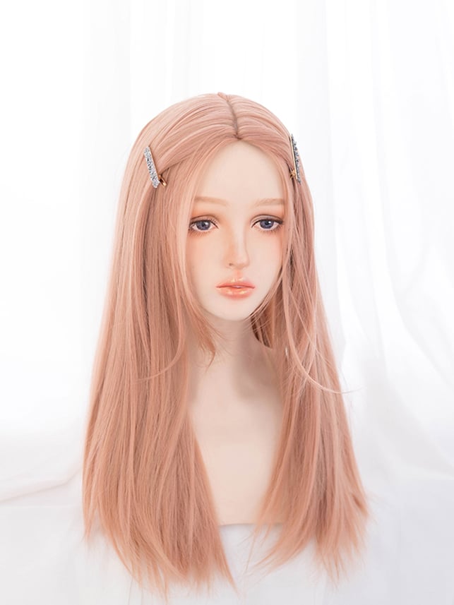 Orange Straight Natural Parting Synthetic Wig