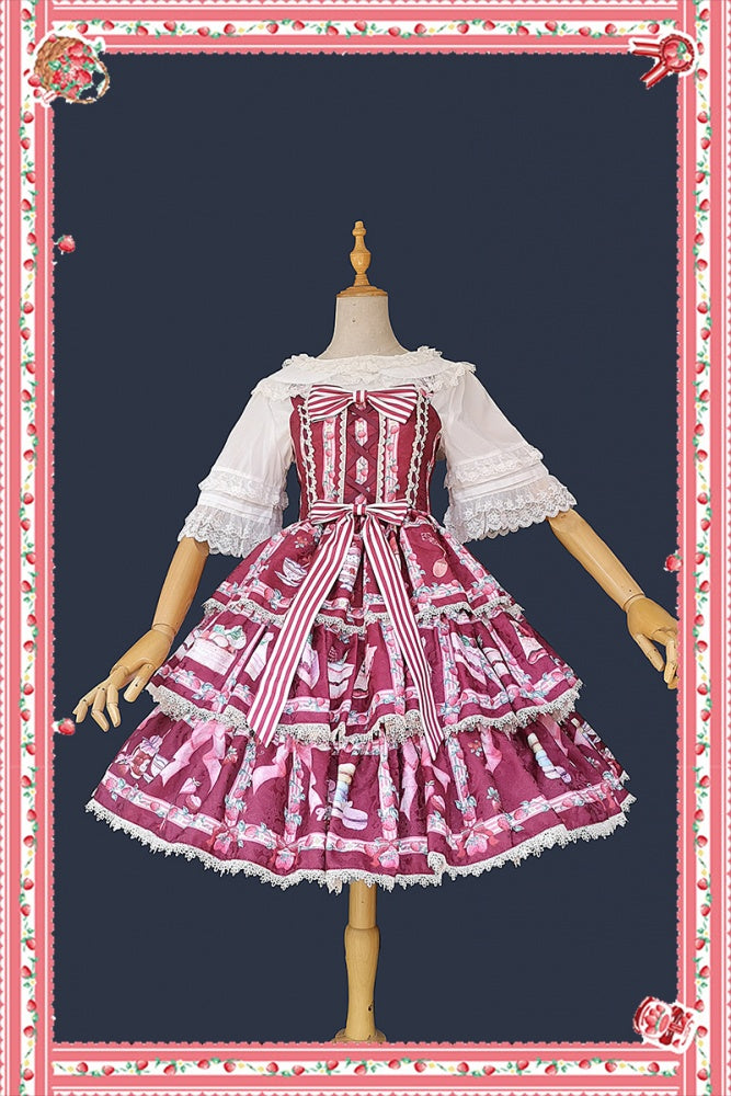 Strawberry Afternoon Tea Tiered Flounce Skirt Jumper Skirt II