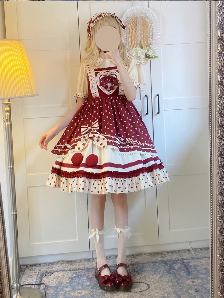 Clearance - Cherry Pie Polka Dot Sweet Jumper Skirt
