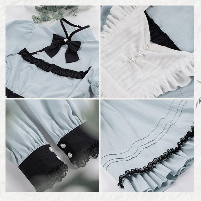 Alice's Fantasy Stand Collar Long Sleeves Cotton Qi Style One Piece Full Set
