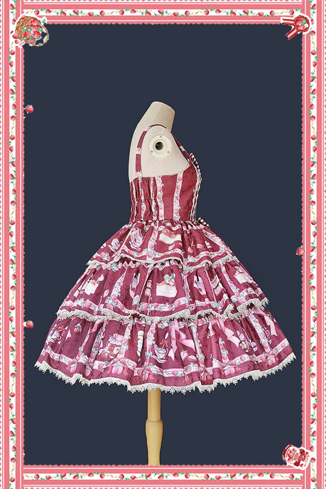 Strawberry Afternoon Tea Tiered Flounce Skirt Jumper Skirt II