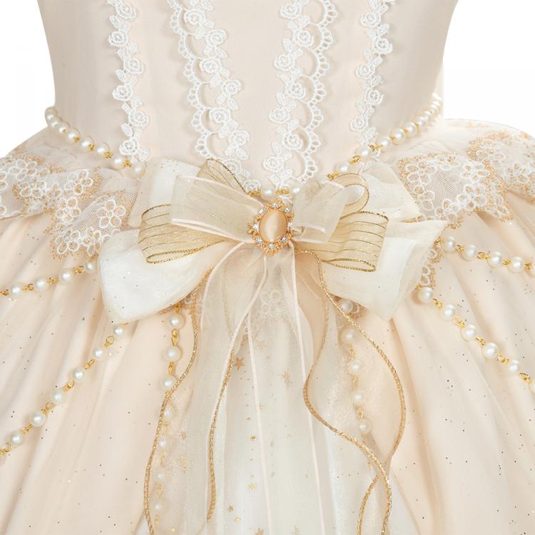 Gorgeous Starry Night Tea Party Ivory Jumper Skirt Full Set Shiro Lolita Wedding Dress