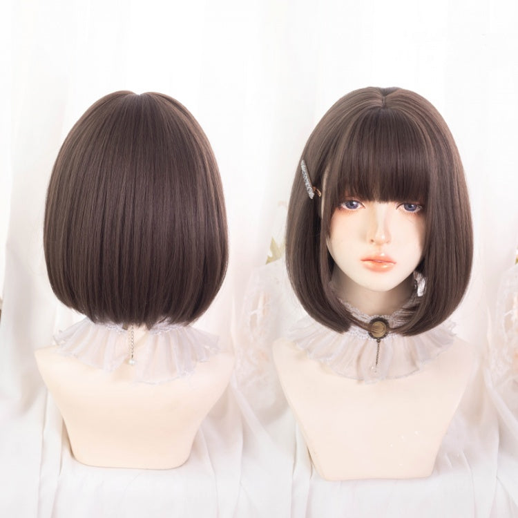 Brown Bob Cut Short Synthetic Wig