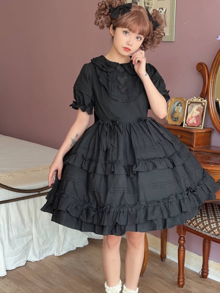 Black Summer High Waist Ruffle Skirt One Piece