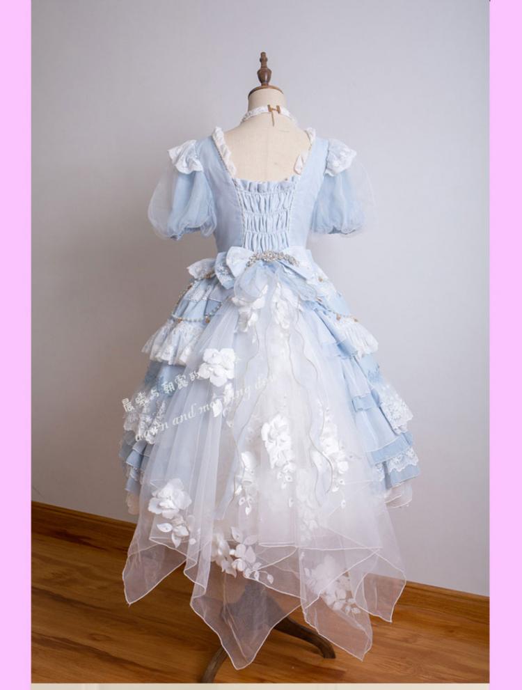 In Stock Garden Dance Short Puff Sleeves Elegant One Piece