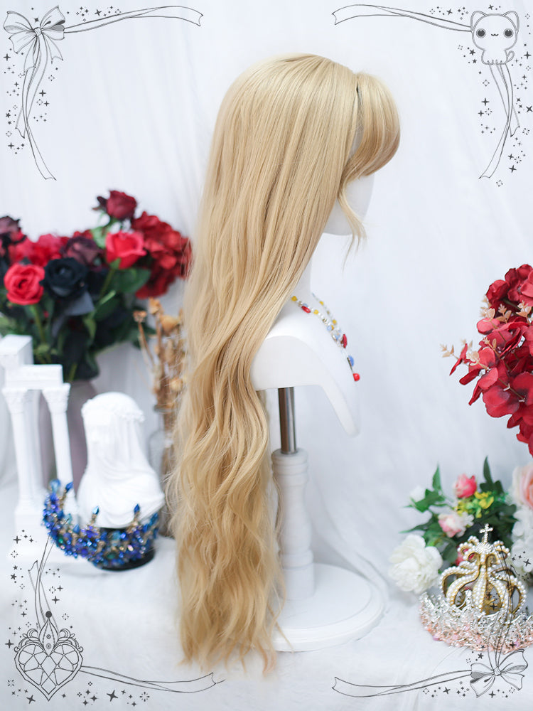 Natural Parting Milk Tea Gold Wavy Long Synthetic Wig