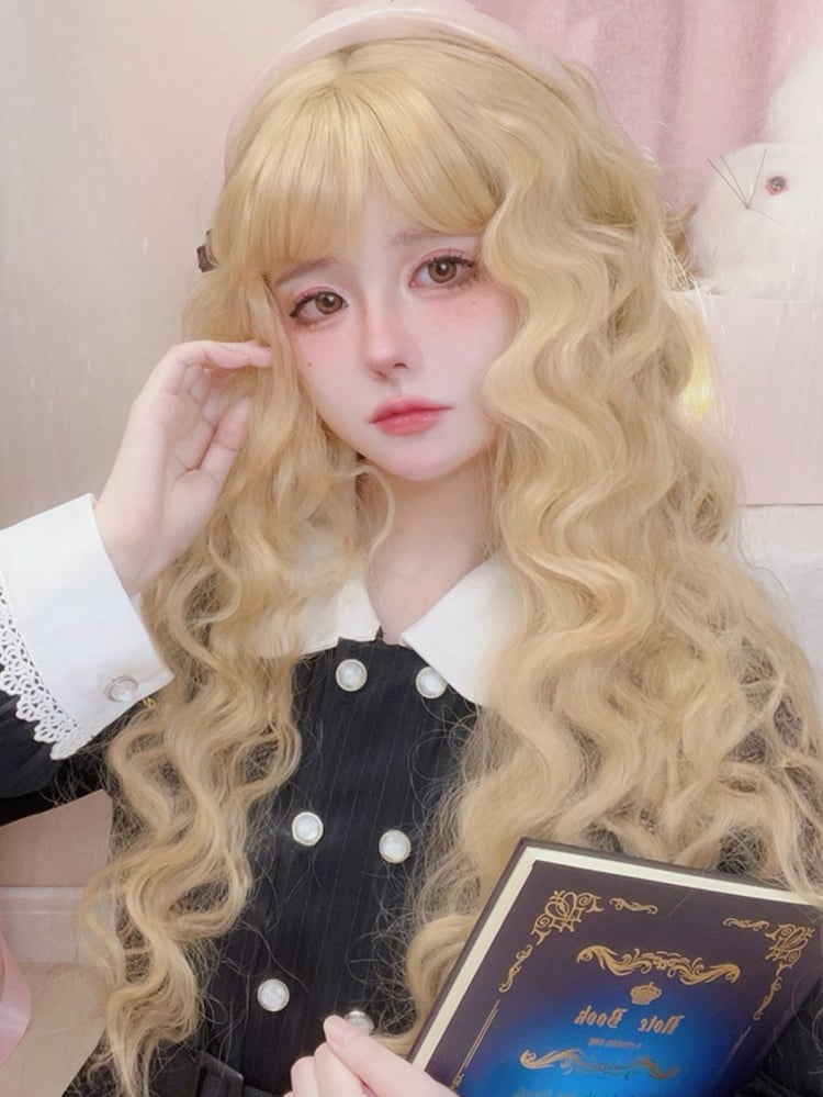 Natural Parting Blonde Curly Long Synthetic Wig